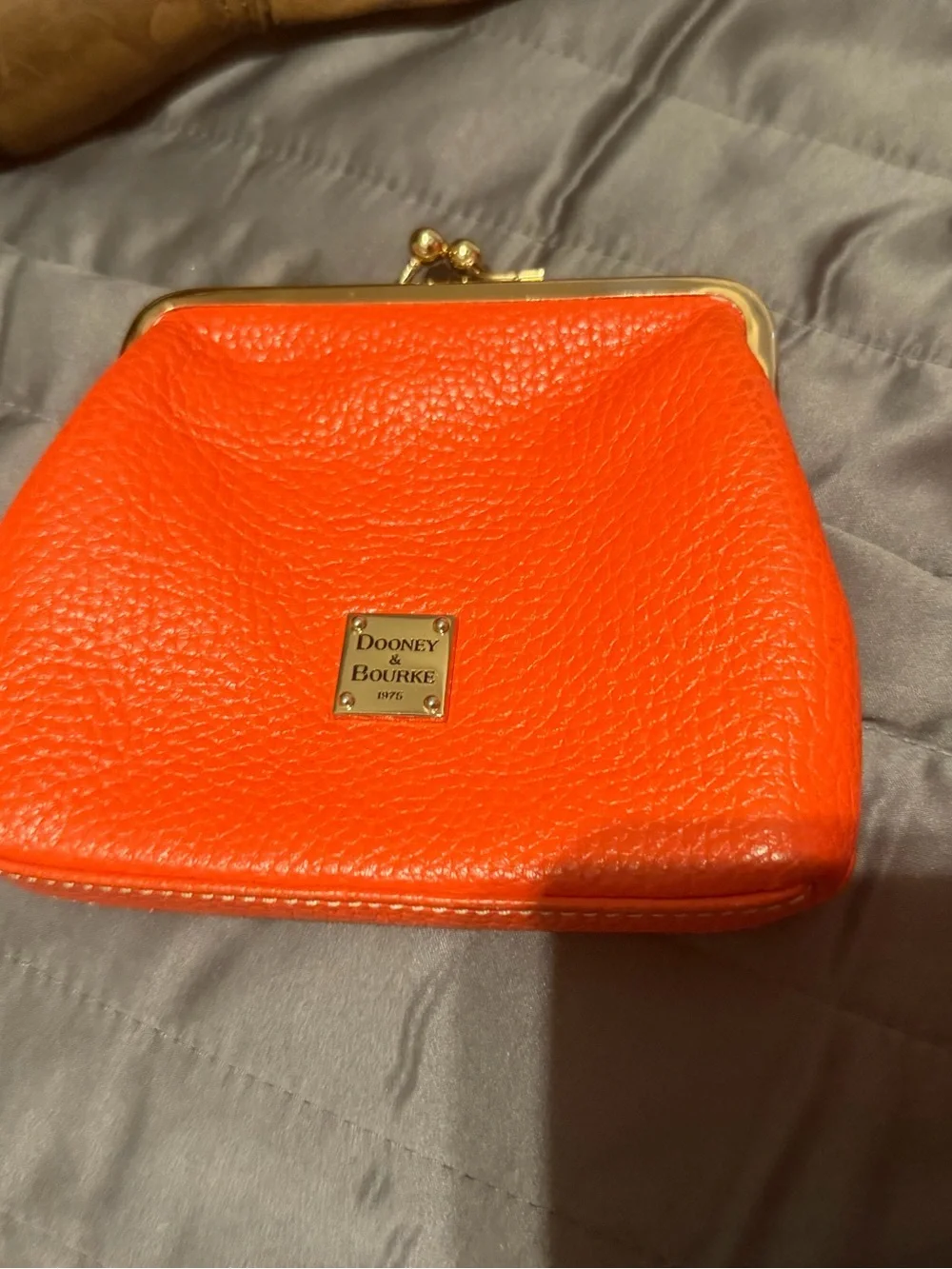 Orange Leather Hobo Shoulder Bag Dooney and Bourke plus change purse & keychain
